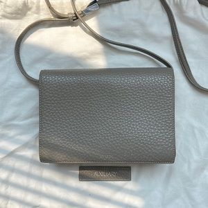 AUX Auxiliary Aritzia) Calisch Cow Leather Grey CrossBody Shoulder Bag Purse